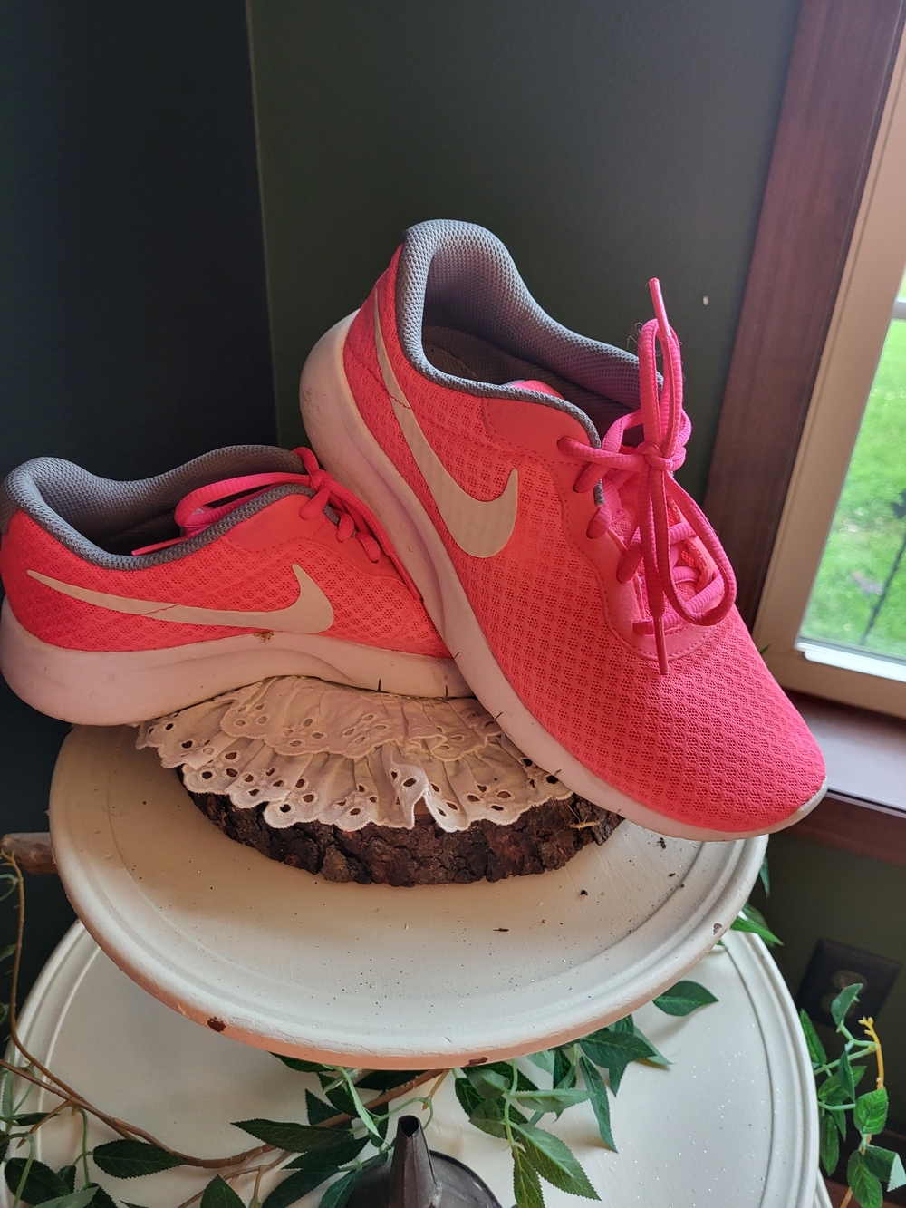 Nike Kids Hot Pink Mesh Sneakers with White Swoosh